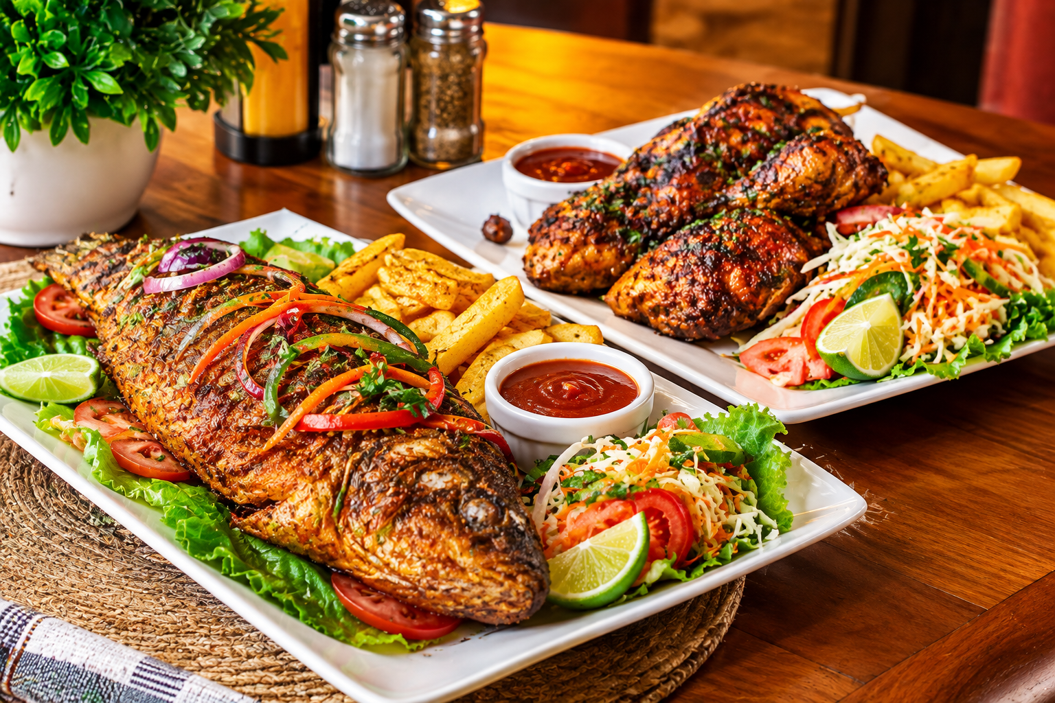 Fresh Lake Victoria Tilapia and culinary spreads