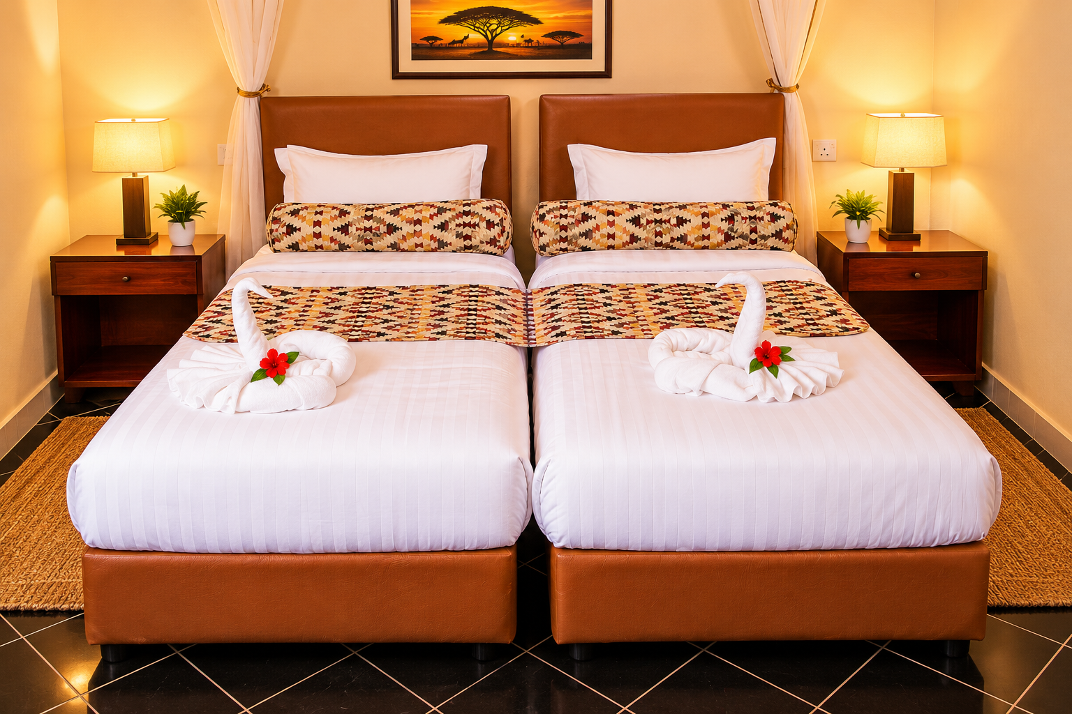 Twin Room with twin beds and city view